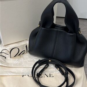 Polene numero neuf mini black leather handbag
